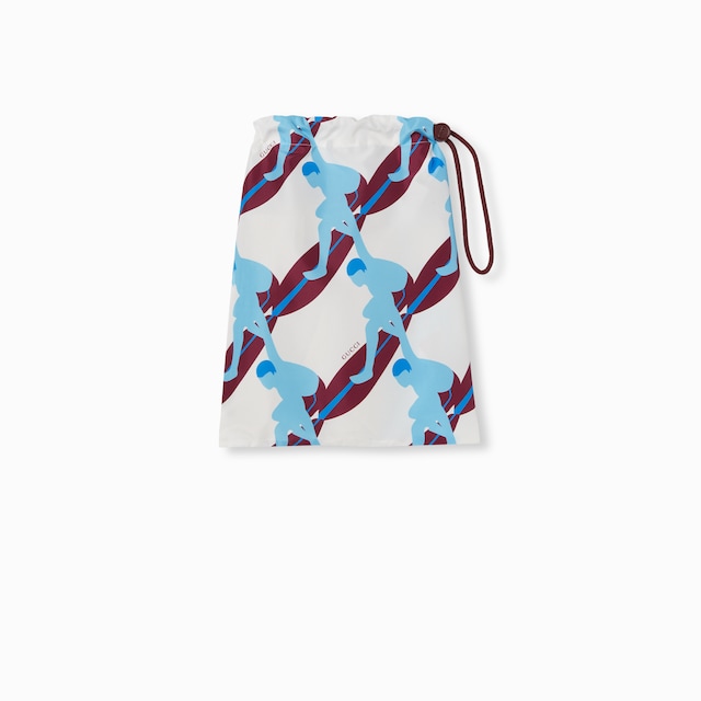 Printed technical poplin swim short