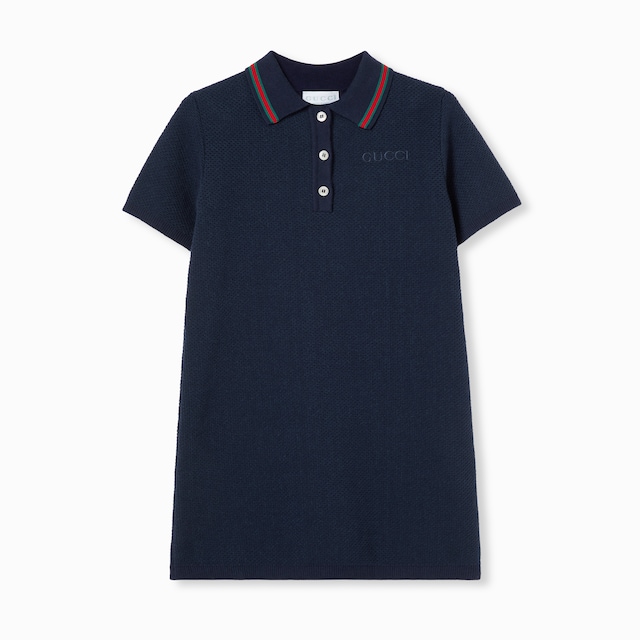 Children's cotton polo dress with embroidery