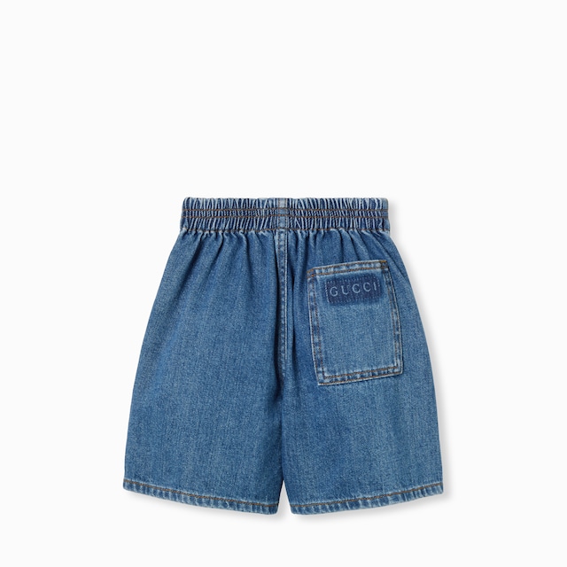 Short infantil de denim a láser