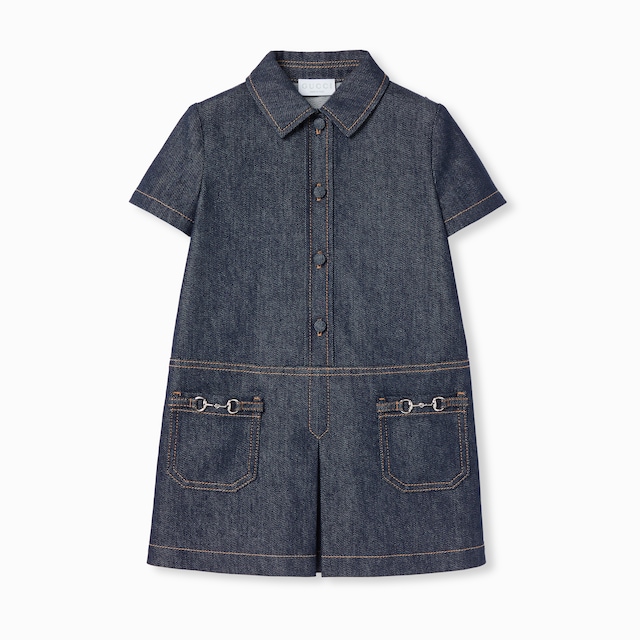 Children's denim dress with Horsebit