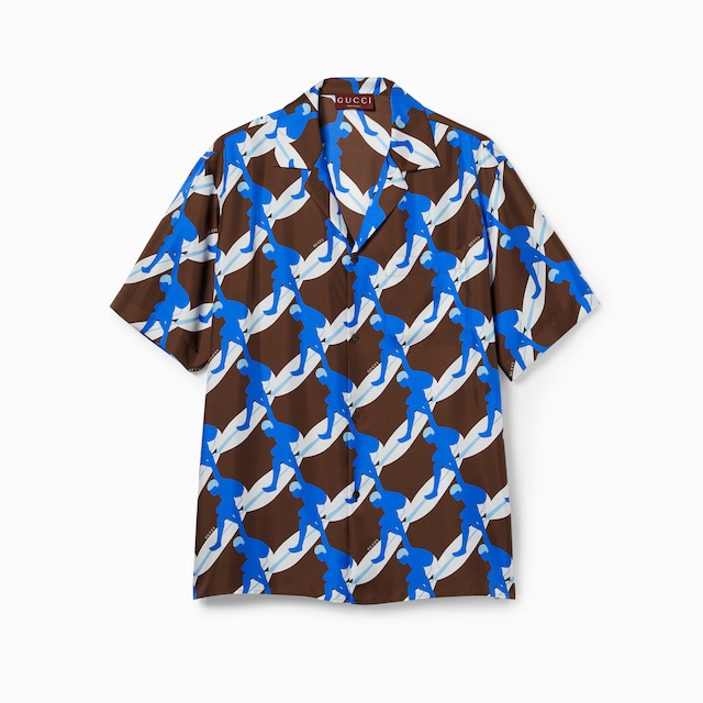 Printed silk bowling shirt