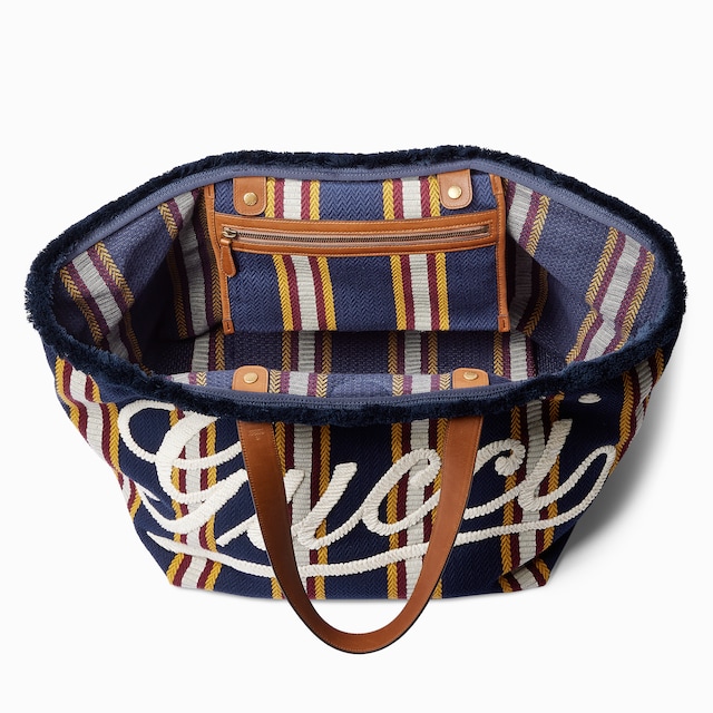 Embroidered large canvas tote bag