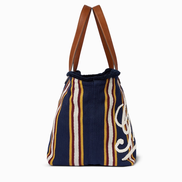 Embroidered large canvas tote bag