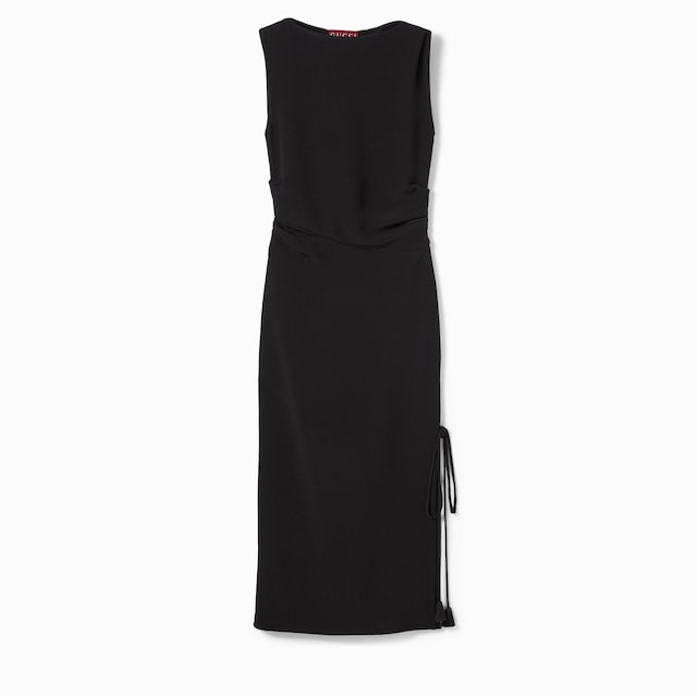 Cotton crêpe dress in black | GUCCI® US