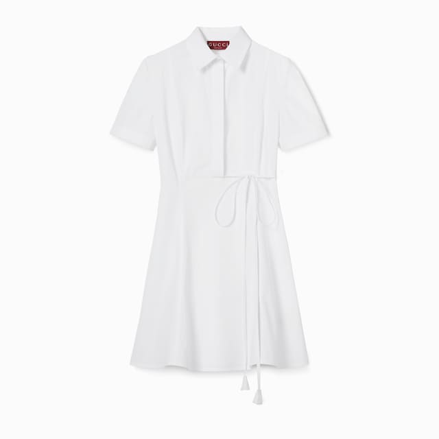 Embossed heavy cotton poplin dress