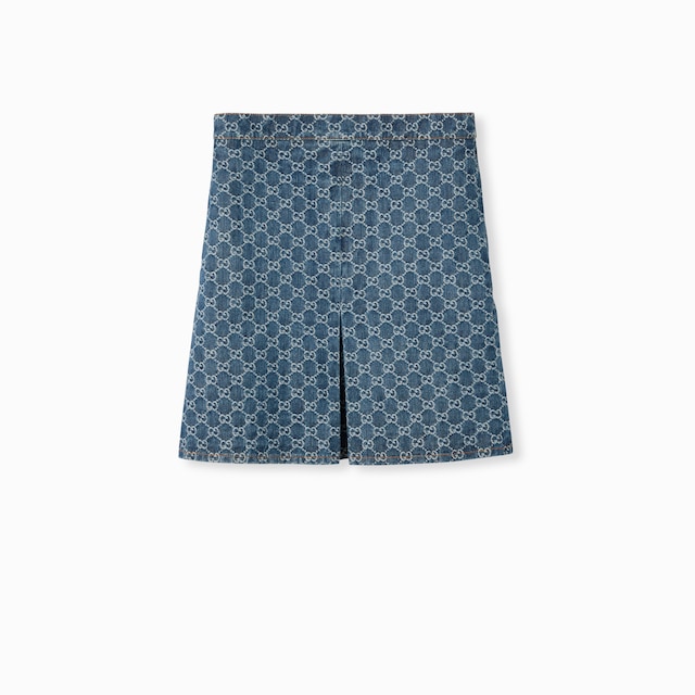 メル63282　グッチ モノグラム ジャカード レギンス GGジャカードデニム パンツブルー＆ホワイト | GUCCI公式