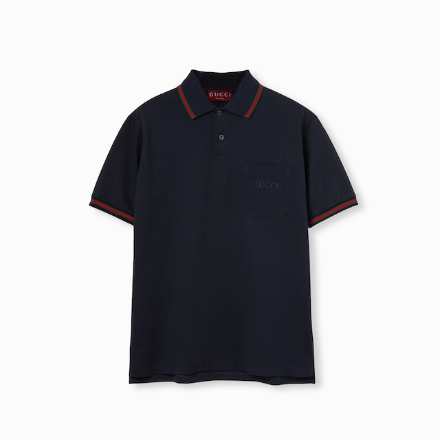 Embroidered stretch cotton polo shirt