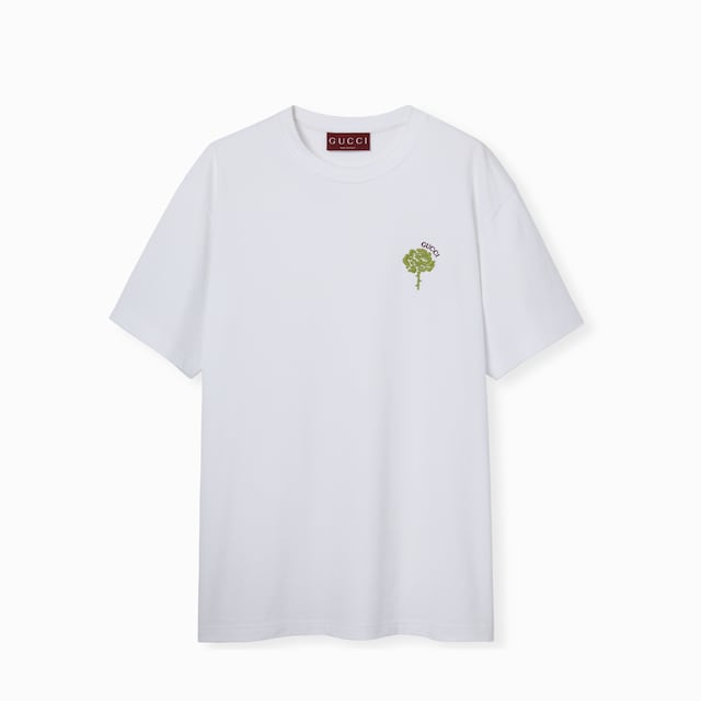 エンブロイダリー付き コットンジャージー Tシャツ
