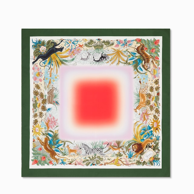GUCCI シルクスカーフ ロゴ入り 90 x 90 プロジェクト プリント シルクスカーフブラック