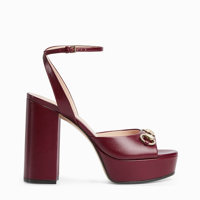 Women's Horsebit sandal in Rosso Ancora red leather | GUCCI® US