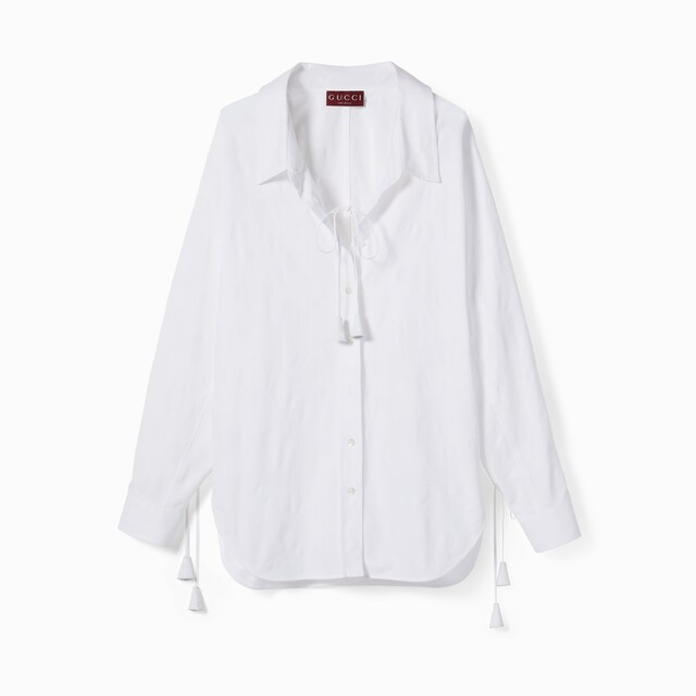 【GUCCI】lady's ショートスリーブニット コットンシルク white グッチ レディース シャツ おすすめ | GUCCI® JP