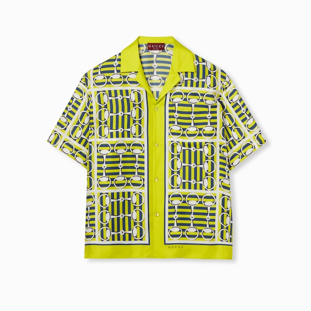 Bowling-Shirt aus Seidentwill mit Print