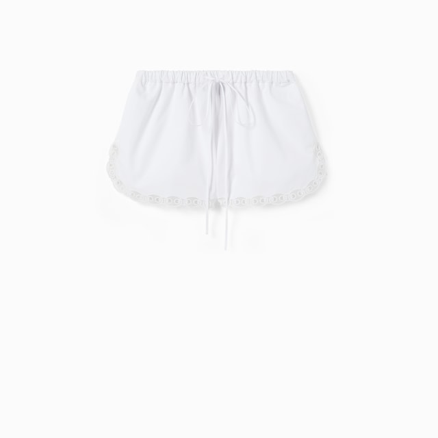 Short de popelina de algodón con bordado