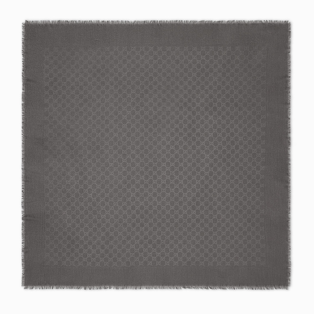 GG wool and silk jacquard shawl