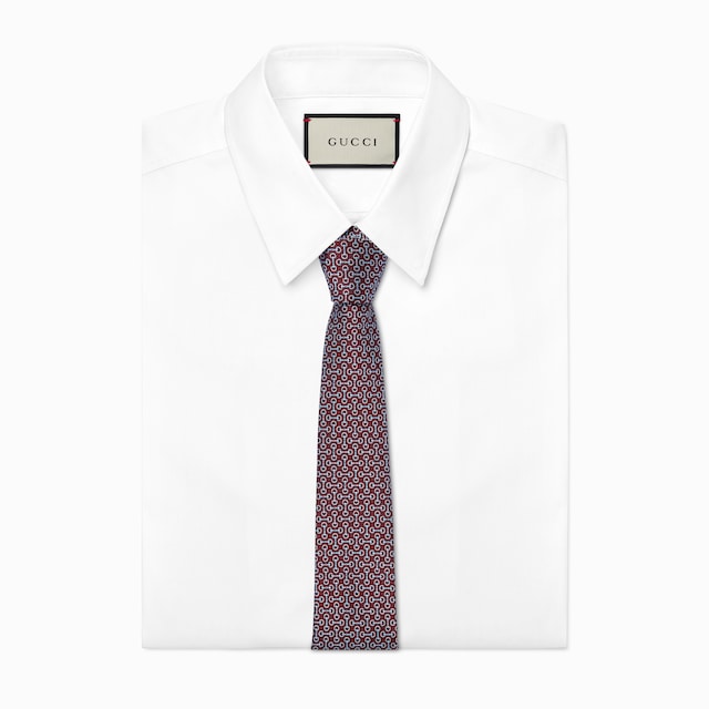 Horsebit silk jacquard tie