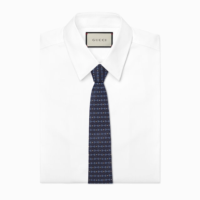 Horsebit silk jacquard tie
