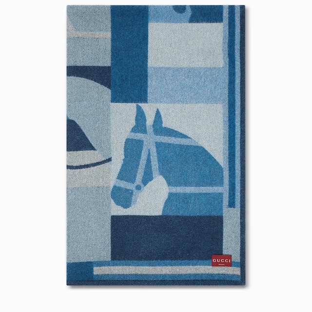 Wool and cashmere jacquard blanket