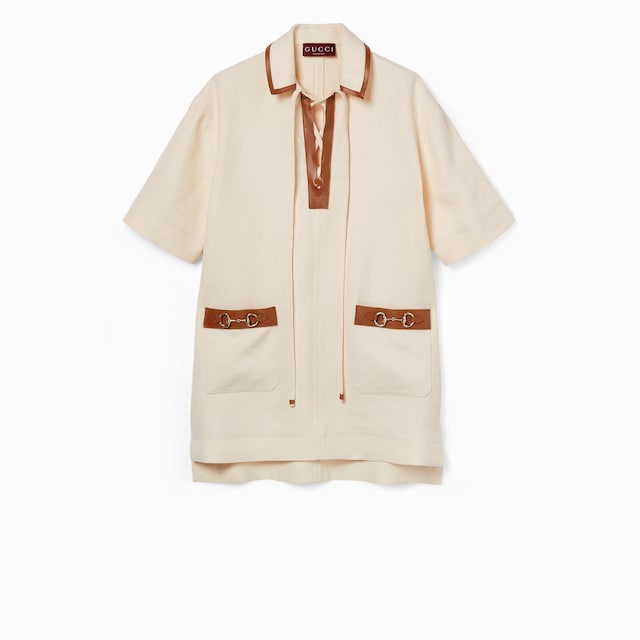 Linen canvas dress with Horsebit