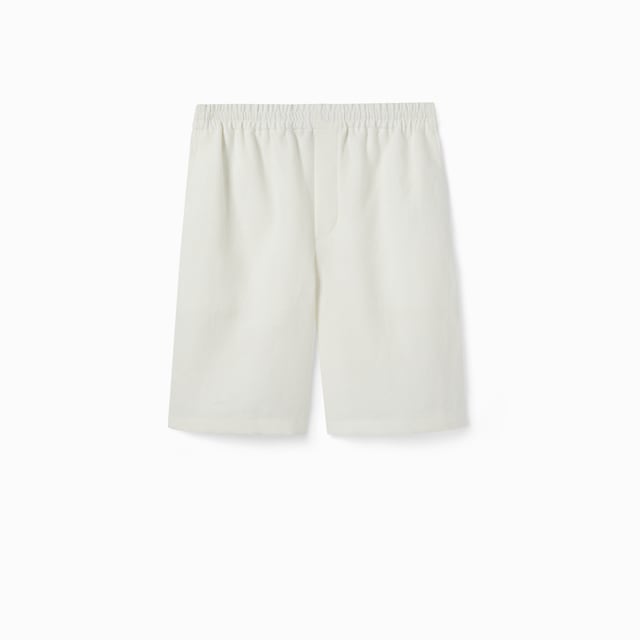 Short en lin avec logo en relief