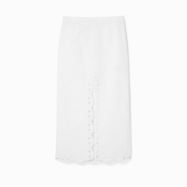 Cotton poplin skirt with embroidery