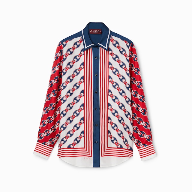 Silk twill printed shirt