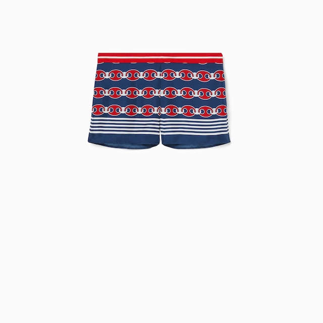 Printed silk twill shorts