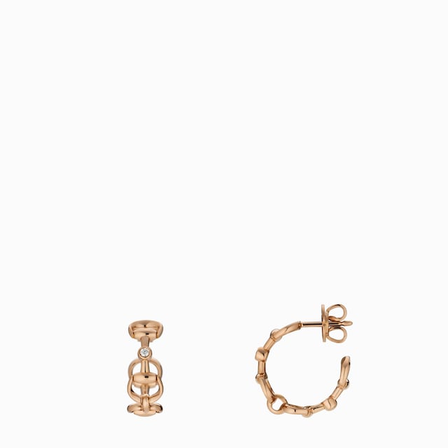 Horsebit 18k diamond hoop earrings