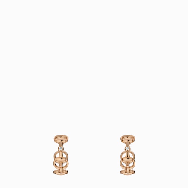 Horsebit 18k diamond hoop earrings