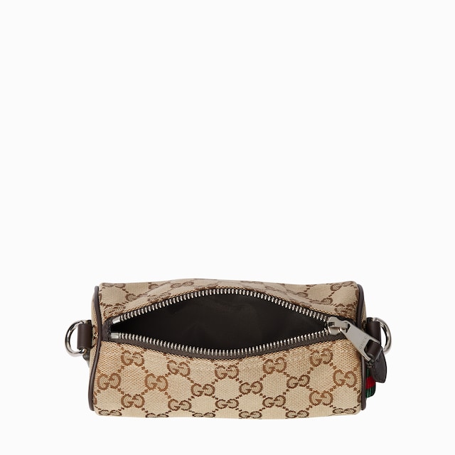 Borsa cilindrica mini in tessuto GG