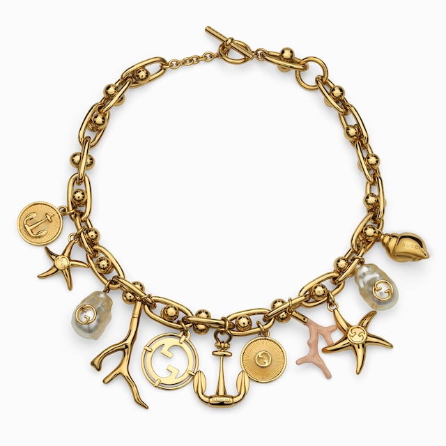 Chain necklace with Gucci symbols