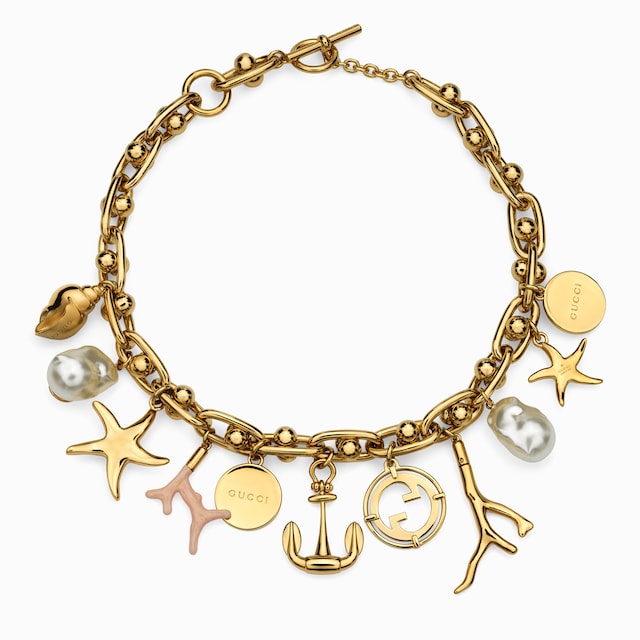 Chain necklace with Gucci symbols