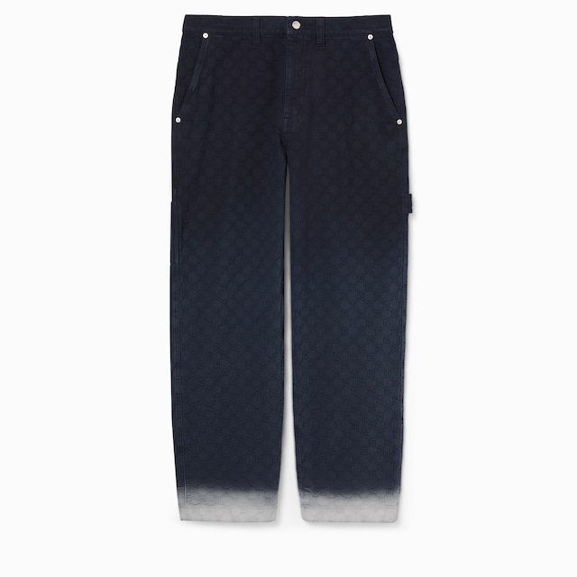 Bleached GG cotton denim jacquard pant