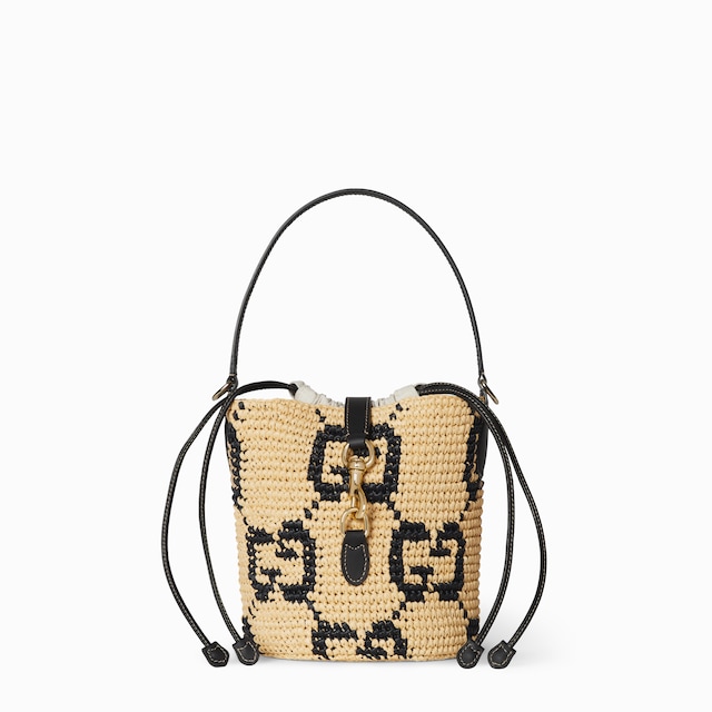 Woven mini bucket bag