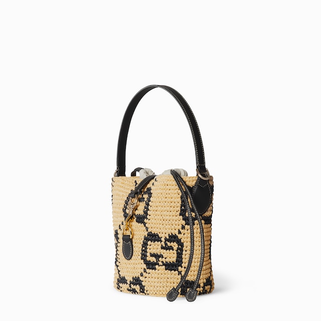 Woven mini bucket bag