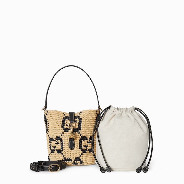 Woven mini bucket bag