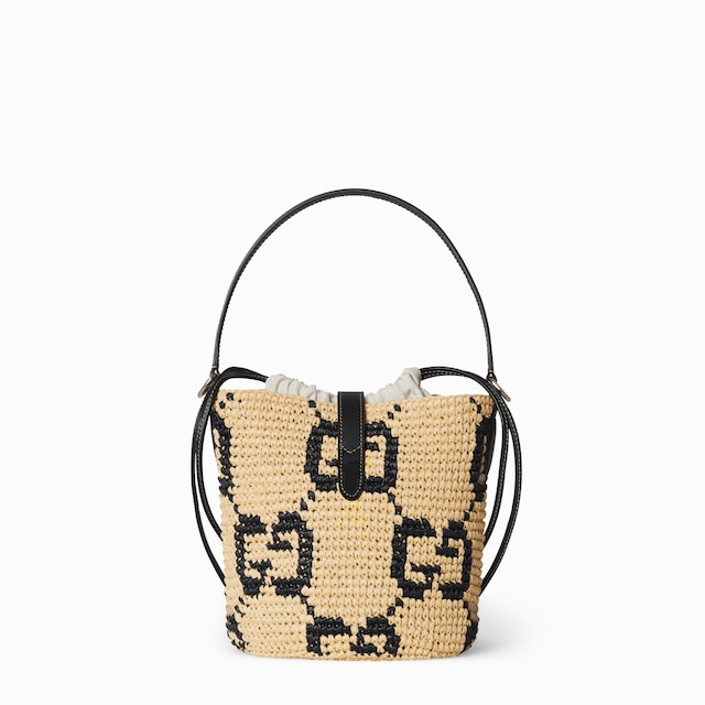 Woven mini bucket bag