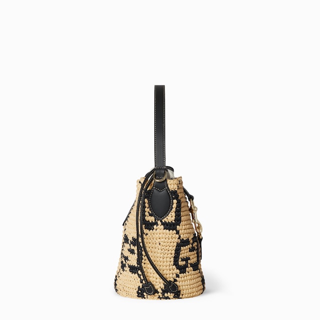 Woven mini bucket bag