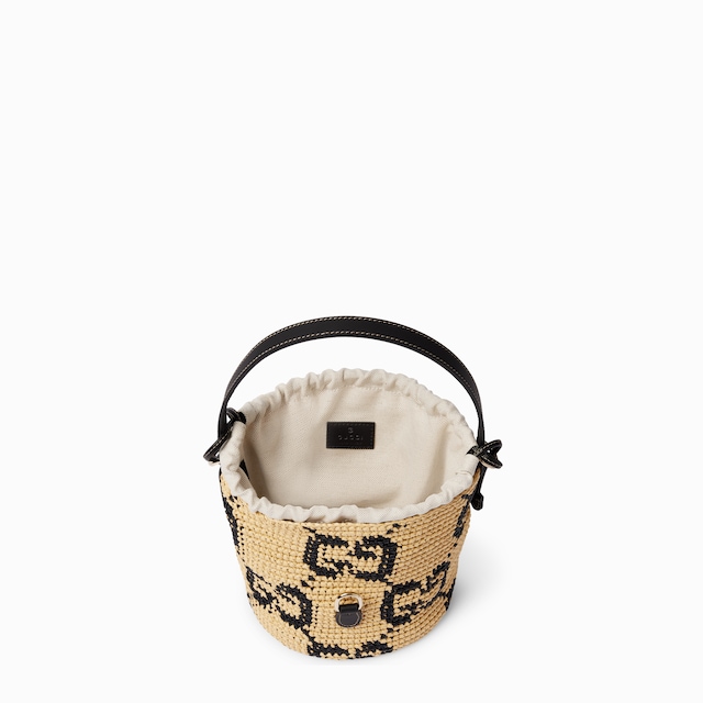 Woven mini bucket bag
