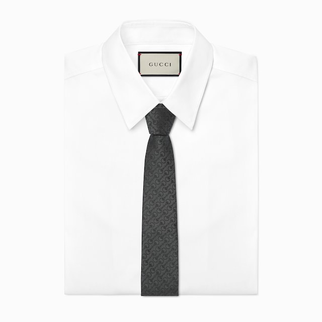 Horsebit silk jacquard tie