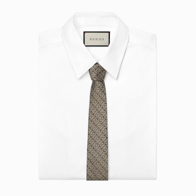 Horsebit silk jacquard tie