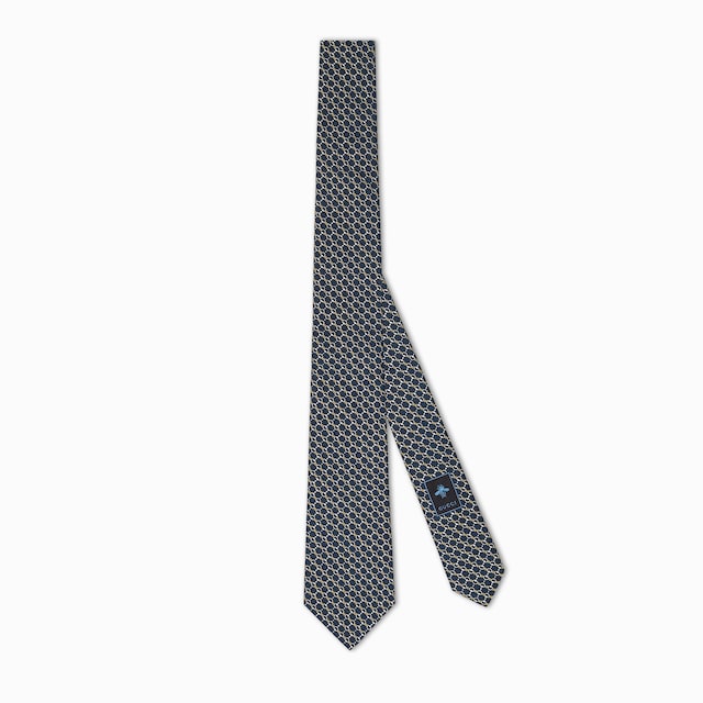 Horsebit silk jacquard tie