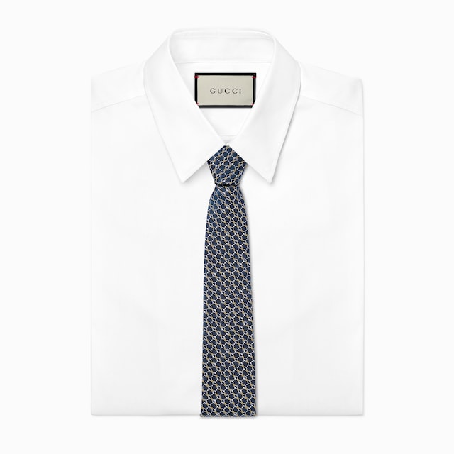 Horsebit silk jacquard tie