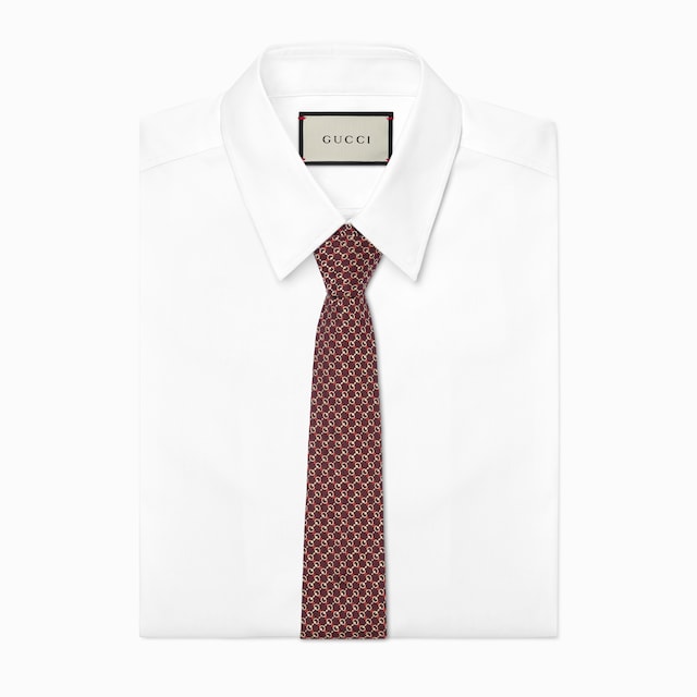 Horsebit silk jacquard tie