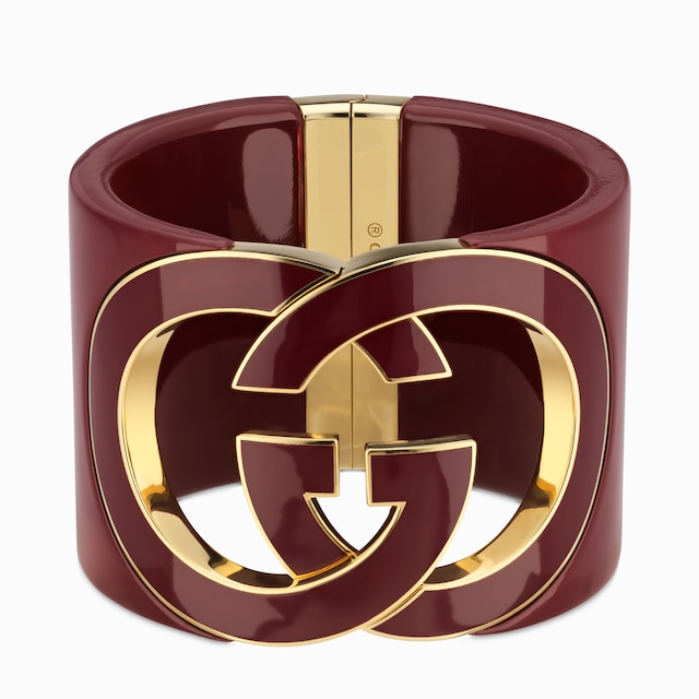 Gucci Interlocking cuff bracelet in blue resin | GUCCI® US