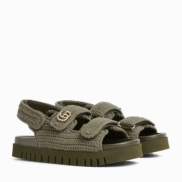 Sandalia de piel con Doble G para mujer