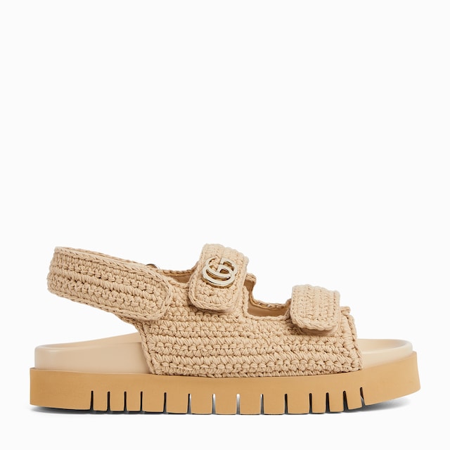 Sandalia de piel con Doble G para mujer