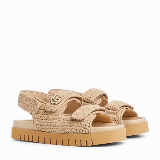Sandalia de piel con Doble G para mujer
