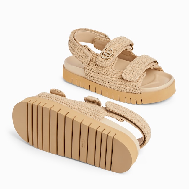 Sandalia de piel con Doble G para mujer