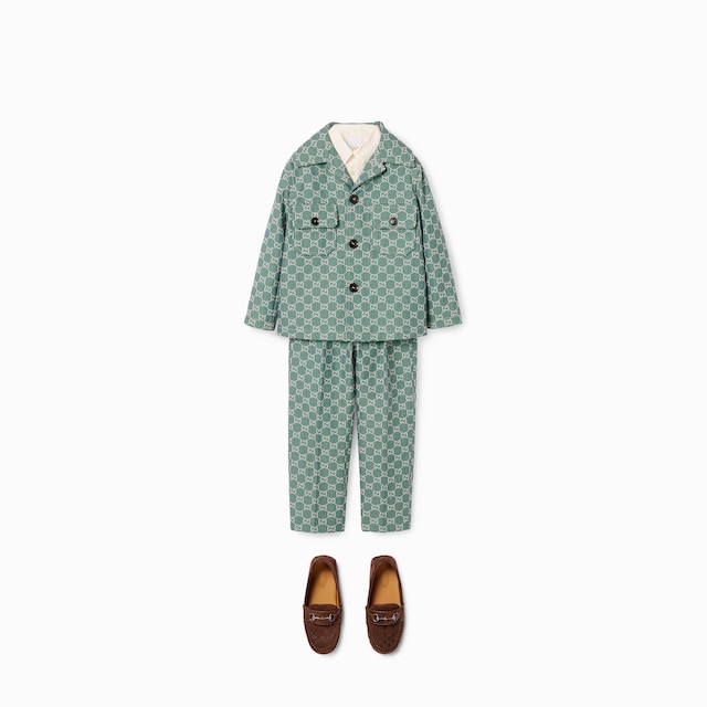 Veste pour enfant en coton GG à imprimé pied-de-poule