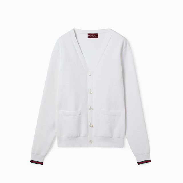 Cotton piquet knit cardigan 
